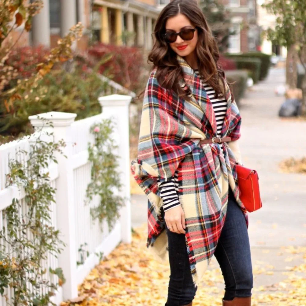 CLASSIC Plaid Print Fall / Winter Blanket Scarf